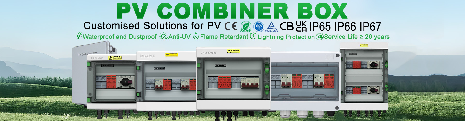 Caixa combinadora fotovoltaica 1 em 1 saída DC500V